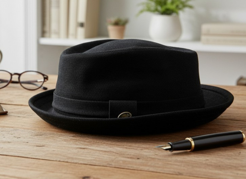 Epoch Hats Pork Pie Fedora Hat Cotton Black Men’s S/M New with Tags F2091